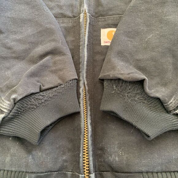 Carhartt Hooded Jacket Mens 3XL Tall Black Quilt-Lined Canvas Workwear Black - Picture 5 of 7